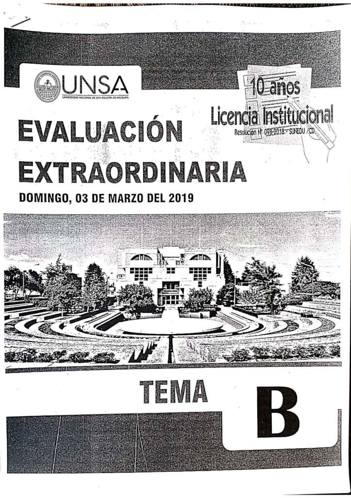 Examen de Admision extraordinario UNSA 2019-0